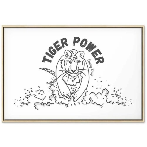  Slika - Tiger Power (1 Part) Wide 90x60 U prirodnom drvenom okviru Slike