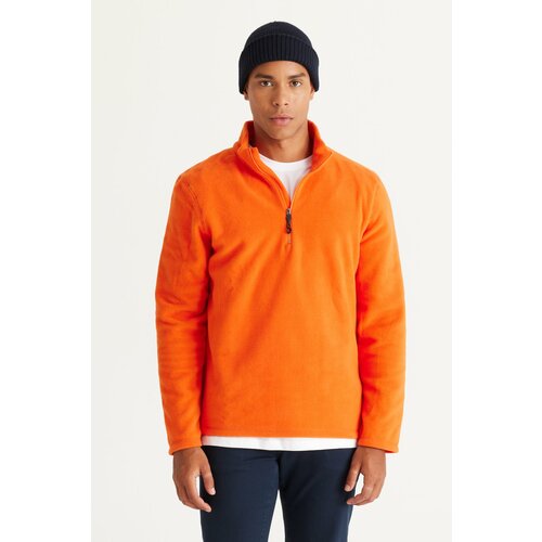 AC&Co / Altınyıldız Classics Men's Orange Anti-pilling Anti-Pilling Standard Fit Bato Collar Cold-Proof Fleece Sweatshirt. Slike