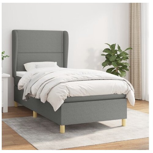  Box spring postelja z vzmetnico temno siva 90x190 cm blago Cene