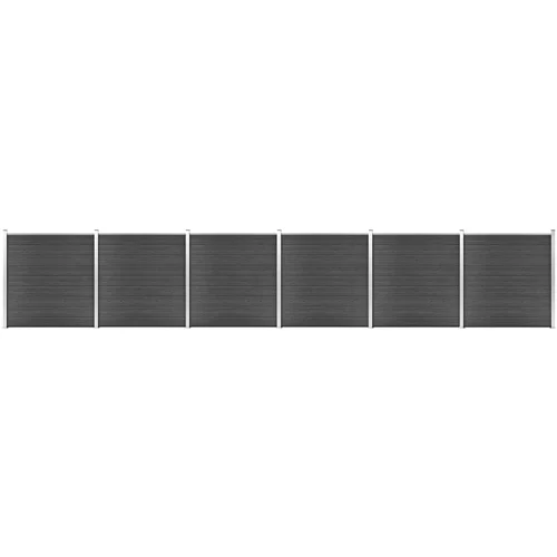 vidaXL set panela za ogradu WPC 1045 x 186 cm crni