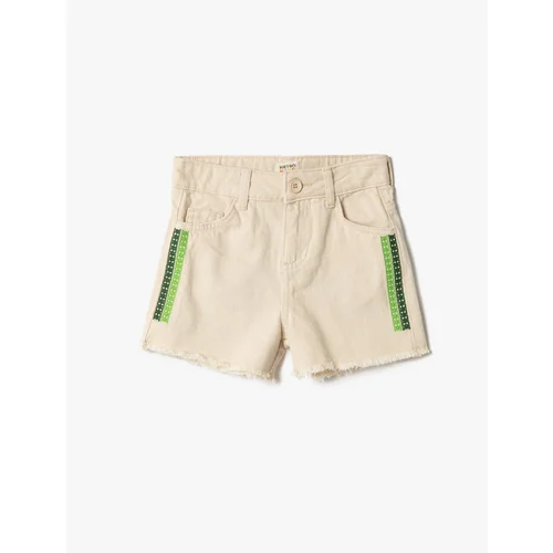 Koton Shorts - Ecru - Normal Waist