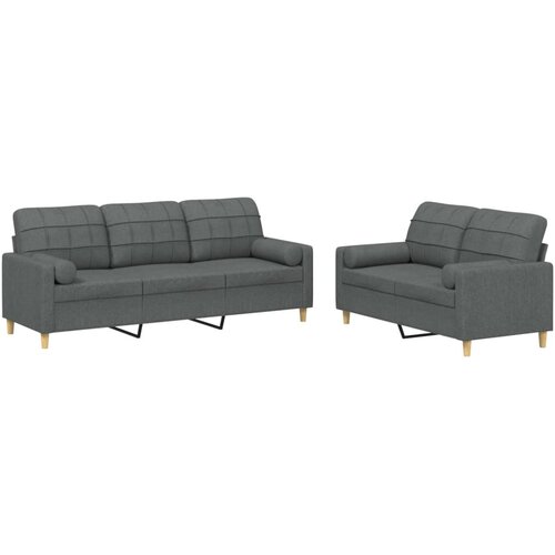  2-dijelni set sofa s jastucima tamnosivi od tkanine Slike