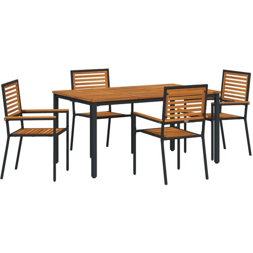 vidaXL 5-dijelni vrtni set za objedovanje Crna poli ratan akacija, Sklopive vrtne stolice s jastučićima 2 kom Black Poly Rattan, Vrtni stol 150x90x75 cm Od čvrstog drva akacije i metala Cijene