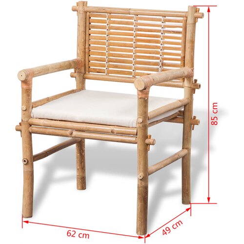  3-dijelni bistro set od bambusa s jastucima Slike