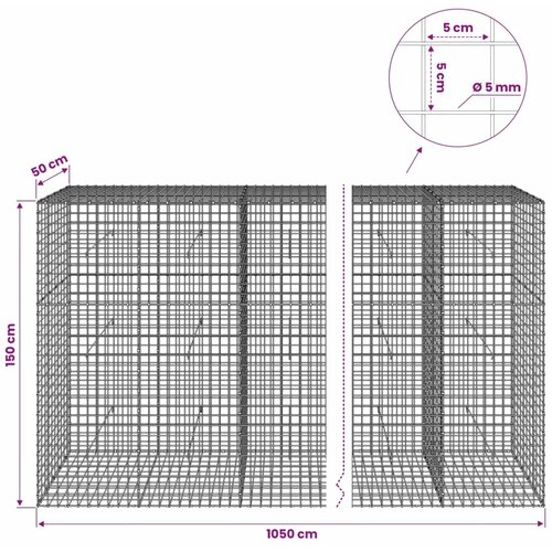  Gabion s žicom debljine 5 mm i mrežom 5x5 cm 1050x50x150 cm - 50 cm 150 cm 1050 cm Slike