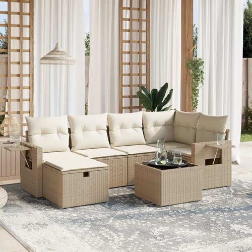  7-dijelni set vrtnih sofa od poliratana s jastucima bež 62 x 62 x 69 cm Cene