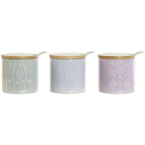 Zdjela za &amp;Scaron;ećer DKD Home Decor Plava Zelena Lila Bambus Dolomite 7 5 x 7 5 x 7 5 cm (3 kom.) Slike