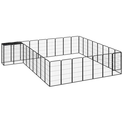  Ograda za pse s 34 panela crna 50 x 100 cm čelik obložen prahom Cene