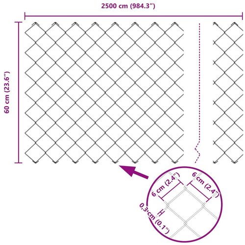  Ograda s lančanim povezivanjem siva 0.6x25 m čelik Slike