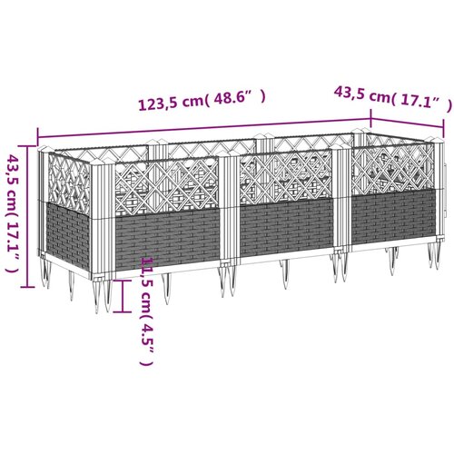  Vrtna sadilica s klinovima smeđa 123,5x43,5x43,5 cm PP Slike