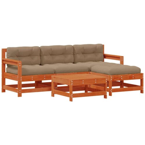  Set lounge namje&amp;scaron;taja za vrt 5 pcs Vosak smeđa i taupe - Vosak smeđa bor Slike