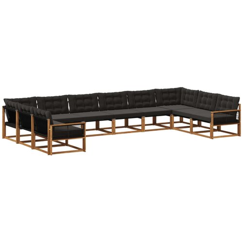 vidaXL Zunanja garnitura za sedenje z blazino 10 pcs Naravna in črna, (5000273225) Cene