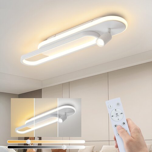 Nettlife zatemnljiva LED stropna svetilka z 1 stropno svetilko in daljinskim upravljalnikom, moderna 46 W, bela, kuhinja, (22116720) Cene