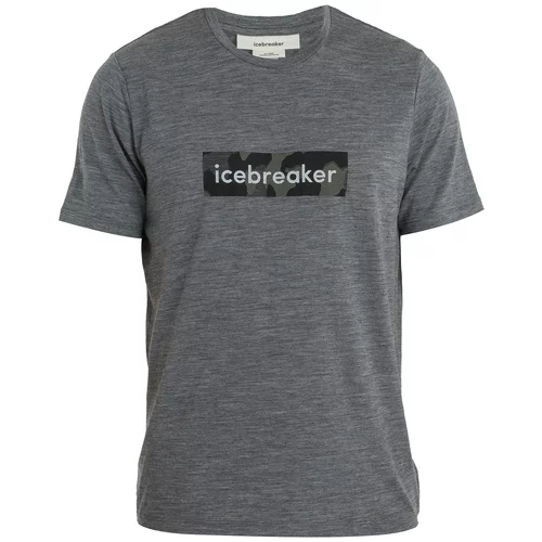 ICEBREAKER Funkcionalna majica 'Natural' siva / črna / bela