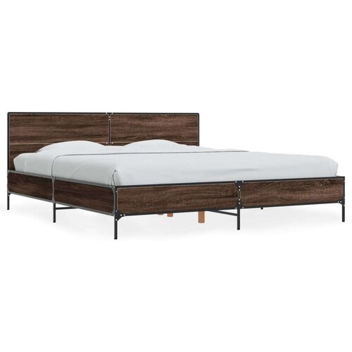 Posteljni okvir rjav hrast 180x200 cm inženirski les in kovina Cene