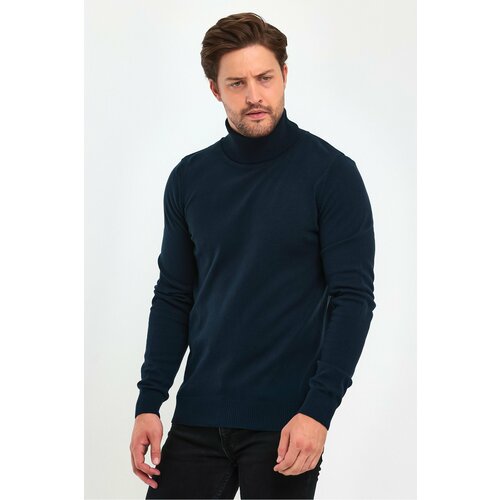 Lafaba Men's Navy Blue Turtleneck Basic Knitwear Sweater Slike