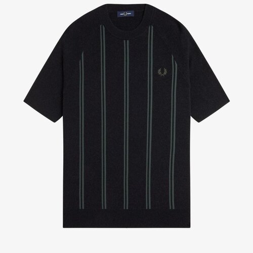 Fred Perry Majice &amp;amp; Polo majice STRIPE KNITTED T-SHIRT Črna Slike