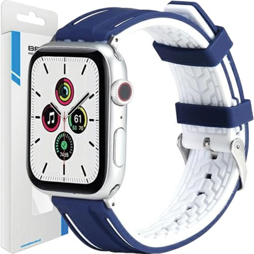 Beline pas za apple watch trd silikon 42/44/45/49MM morno modro in belo, (21969368) Cene