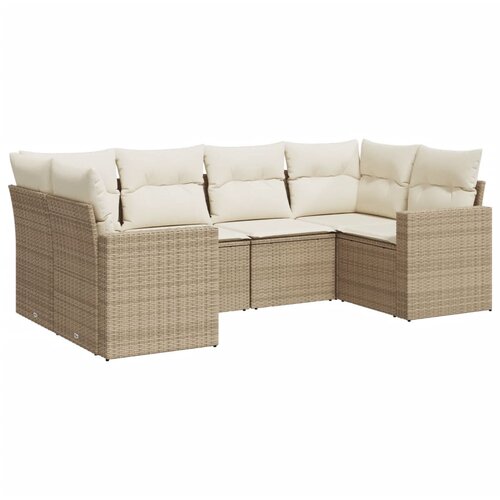 vidaXL 6-dijelni set vrtnih sofa s jastucima bež od poliratana Cijene