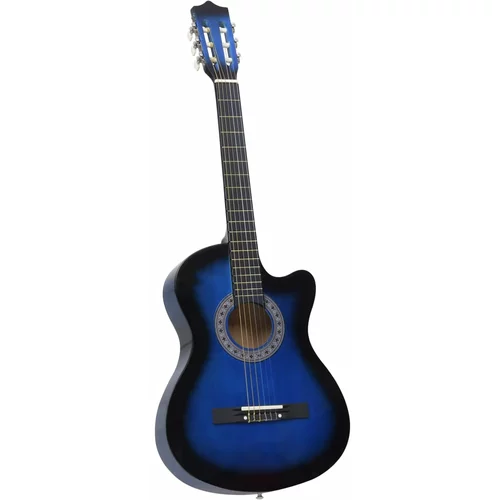 vidaXL Akustična kitara s 6 strunami modra in črna 38"