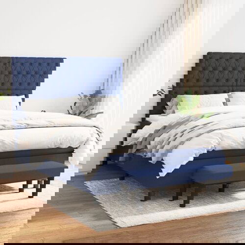  The Living Store Box spring postelja z vzmetnico moder 140x190 cm blago - Box Spring Postelja, (21515946) Slike