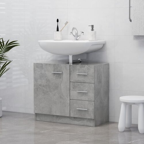 VidaXL Omarica za umivalnik betonsko siva 63x30x54 cm iverna plo&amp;scaron;ča, (20580070) Slike