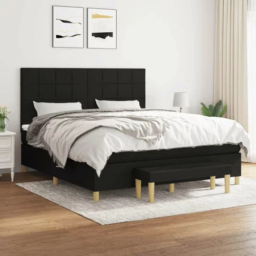  Box spring postelja z vzmetnico črna 160x200 cm blago, (20791932)