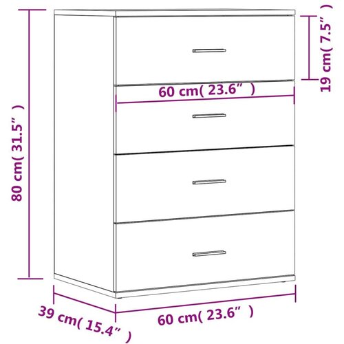  Komoda 2 kom boja hrasta sonome 60x39x80 cm konstruiranog drva Slike