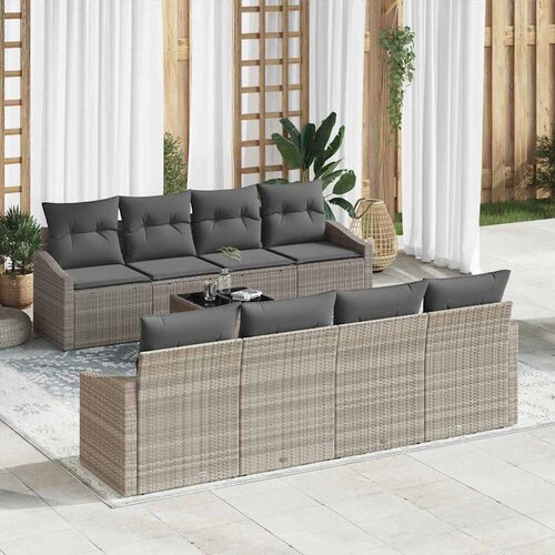  Set sofe s jastukom s jastukom 9 pcs Svijetlo siva poliratan Cijene
