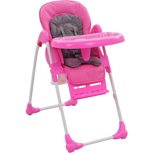 VidaXL Visoka hranilica za bebe ružičasto-siva Slike