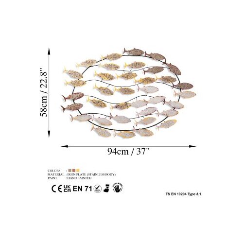 Wallxpert Zidna dekoracija Alabalik 2, 94x58x4 cm, &amp;Scaron;arena Slike