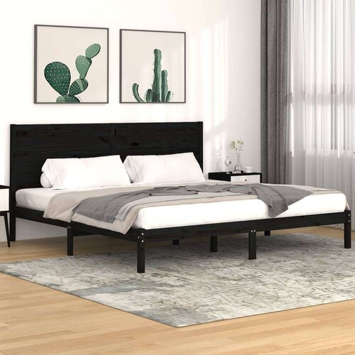  Posteljni okvir črn iz trdne borovine 200x200 cm, (20643726) Slike