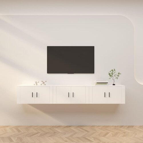 vidaXL Stenska TV omarica 3 kosi bela 80x34,5x40 cm Cene