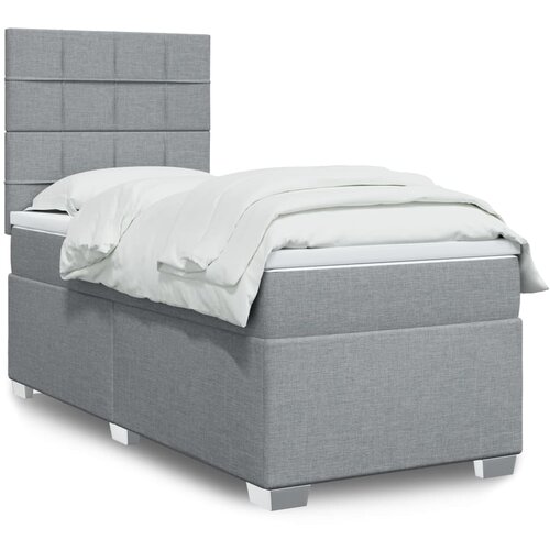 VidaXL Okvir kreveta s oprugama i madrac svjetlosivi 90x200cm tkanina Slike