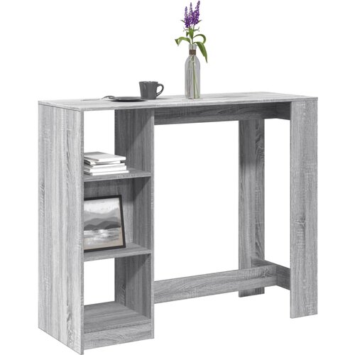 vidaXL Barska miza s policami siva sonoma 124x46x103,5 cm inž. les Cene