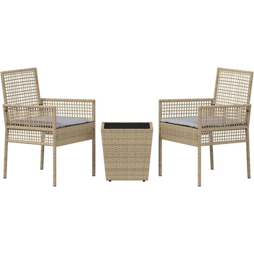 Bistro set za vrt 3 pcs Bež poliratan Slike