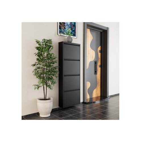 Hanah home ormar za cipele 4 piece metal black Slike