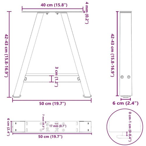  Noge za klub stolić A-oblika 2 kom 50 x (42-43) cm čelik - Prirodna 50 x (42-43) cm 1 Slike