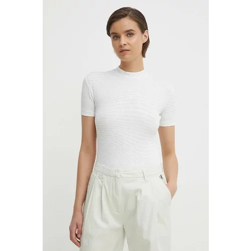 Calvin Klein Jeans Kratka majica ženski, bela barva