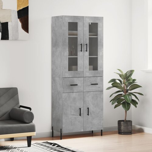 vidaXL Visoka komoda betonsko siva 69,5x34x180 cm inženirski les Cene