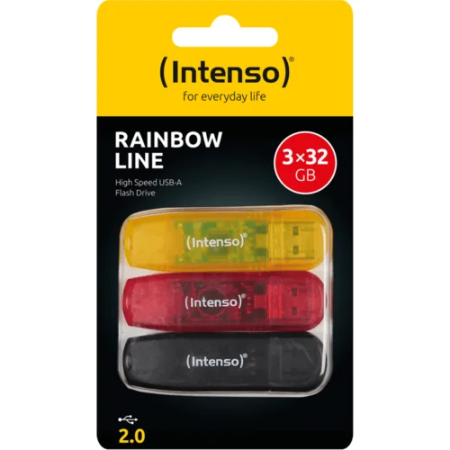  (Intenso) USB Flash drive 32GB Hi-Speed USB 2.0,Rainbow Line, 3 kom – USB2.0-32GB/Rainbow, 3 kom