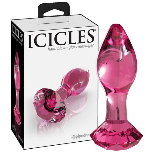 Icicles br. 79 - stožasti stakleni analni dildo (roza) Cijene