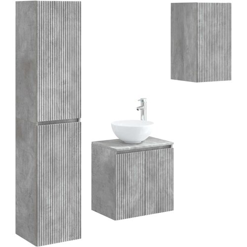  Set namje&amp;scaron;taja za kupaonicu 3 kom. Betonska siva 33 x 34,5 x 160 cm Slike