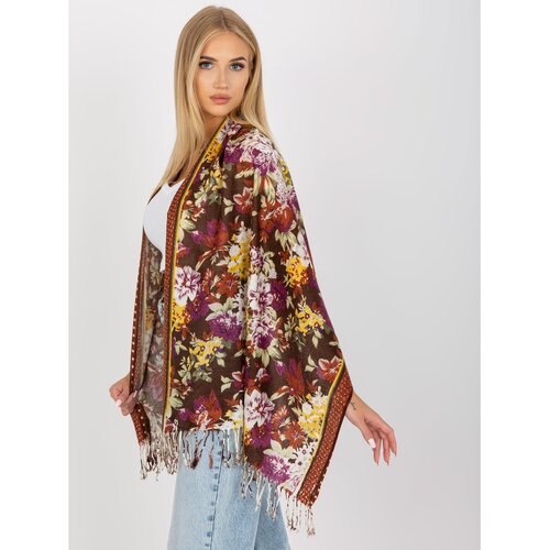 Fashion Hunters Women&amp;#039;s brown scarf with flowers Slike