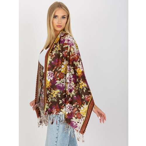 Fashion Hunters Women's brown scarf with flowers Slike