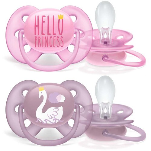 Avent silikonska tolažilna duda ultra soft, 6-18m (2 kos) - hello/labod Slike