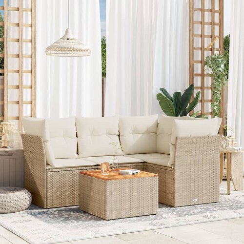 vidaXL 5-dijelni vrtni set sofa s jastucima bež od poliratana Cijene