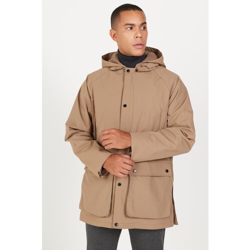 AC&Co / Altınyıldız Classics Men's Mink Hooded Stand Collar Standard Fit Warm Windproof Coat Slike