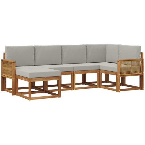 vidaXL Zunanja garnitura za sedenje 6 pcs Naravna in svetlo siva, (5000282192) Cene