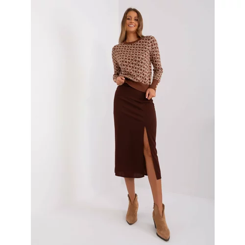 Fashion Hunters Skirt-LK-SD-509445.72P-dark brown